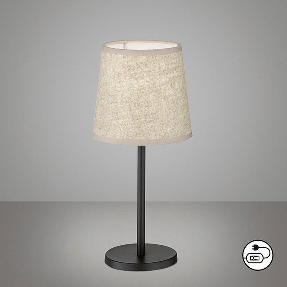 easy! by FHL Tischleuchte 850224 Eve sand schwarz Metall Textil H/D: ca. 30x14 cm E14 1 Brennstellen Eve - sand/schwarz (14,00/30,00cm) - easy! by FHL