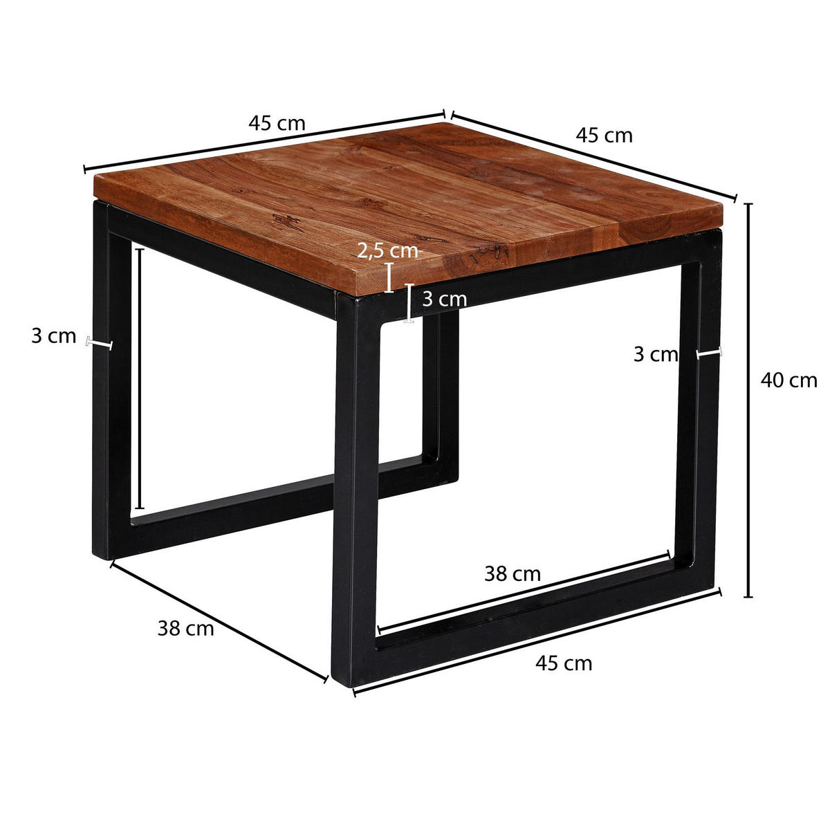 Beistelltisch rosenholz Holz B/H/T: ca. 45x40x45 cm Beistelltisch - rosenholz (45,00/40,00/45,00cm) - Wohnling