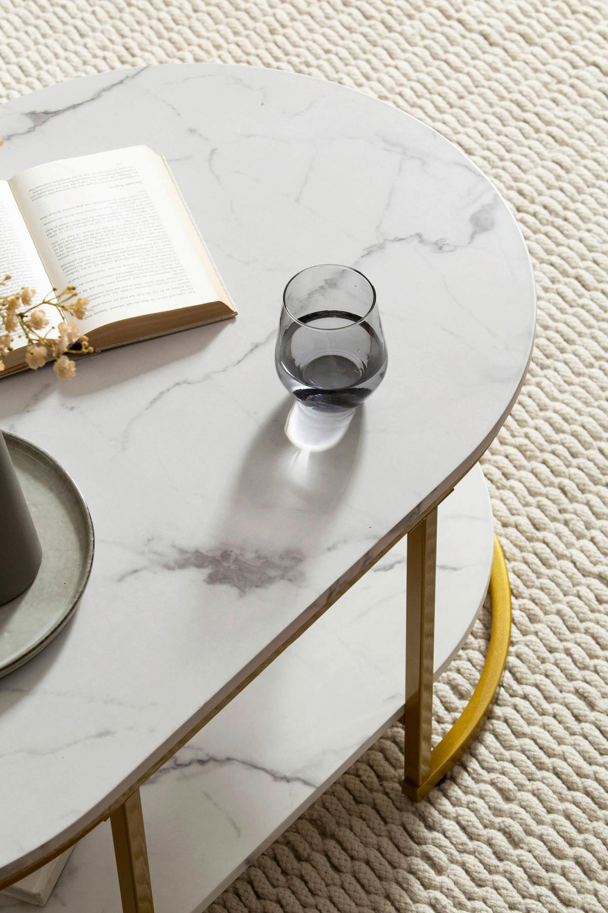 Couchtisch weiß Marmor Optik B/H/T: ca. 100x45x60 cm Couchtisch - weiß (100,00/45,00/60,00cm) - Wohnling