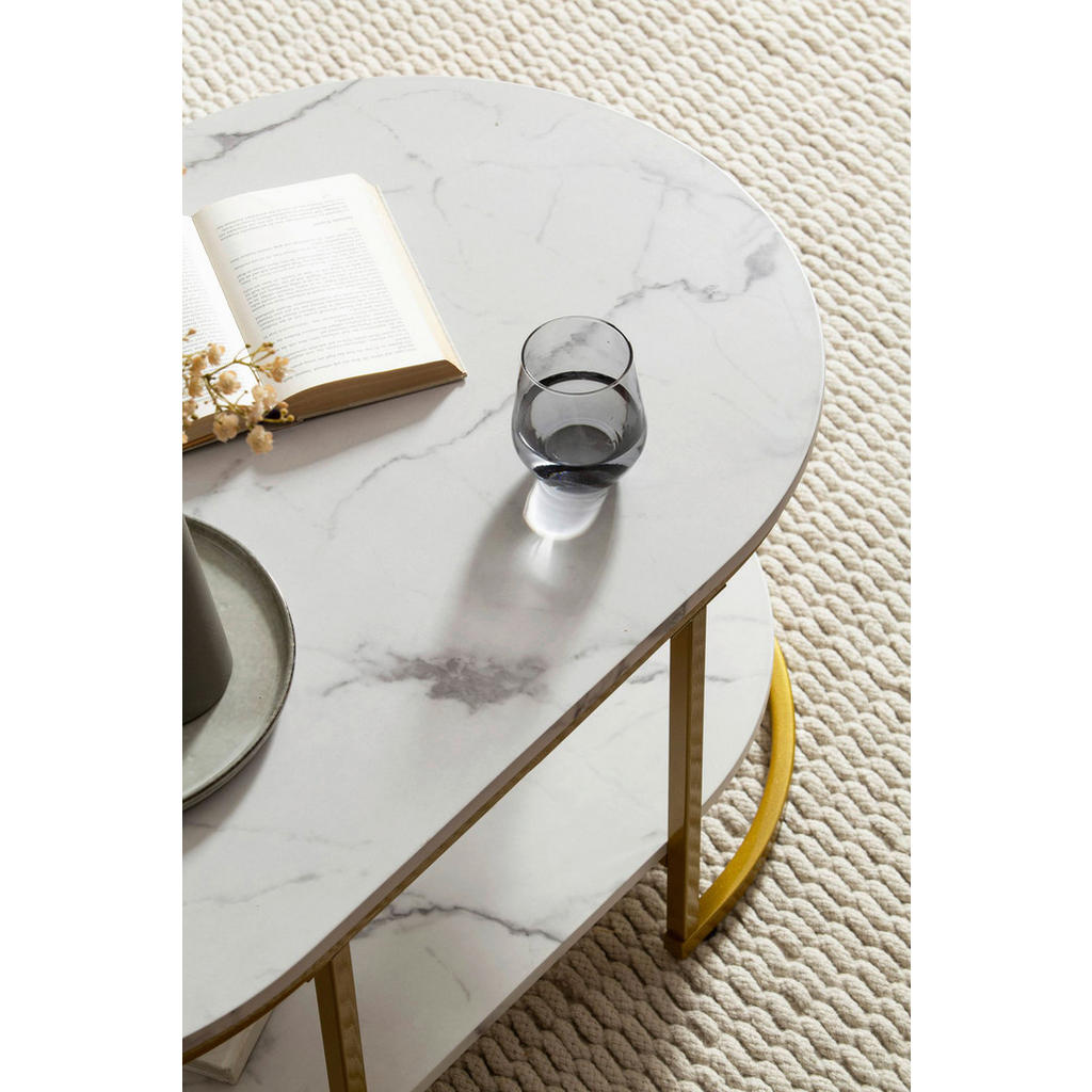 Thumbnail - Couchtisch weiß Marmor Optik B/H/T: ca. 100x45x60 cm