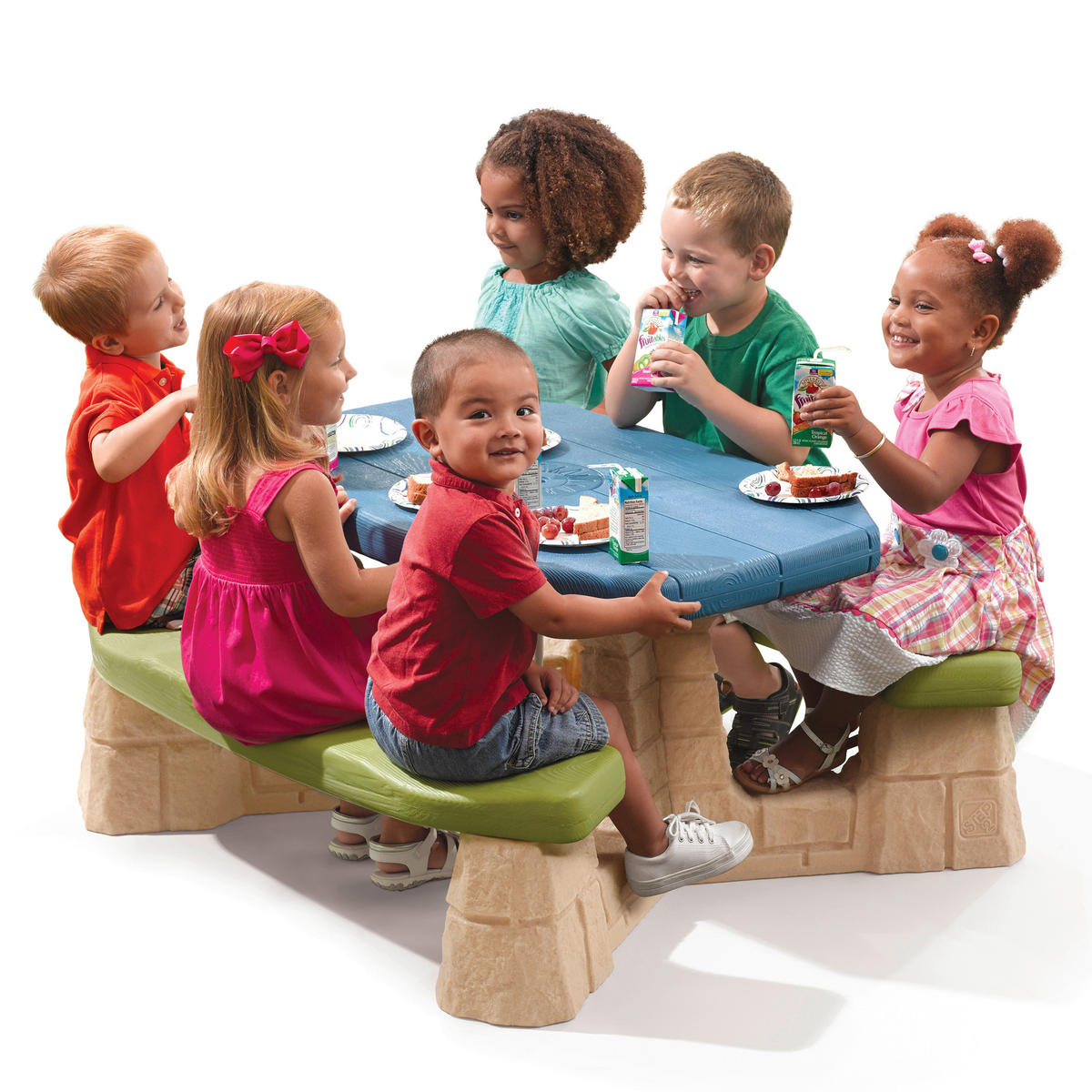 Step2 Kinder-Picknicktisch blau Kunststoff B/H/T: ca. 109x183x103 cm Kinder-Picknicktisch - blau/creme (109,00/183,00/103,00cm) - Step2
