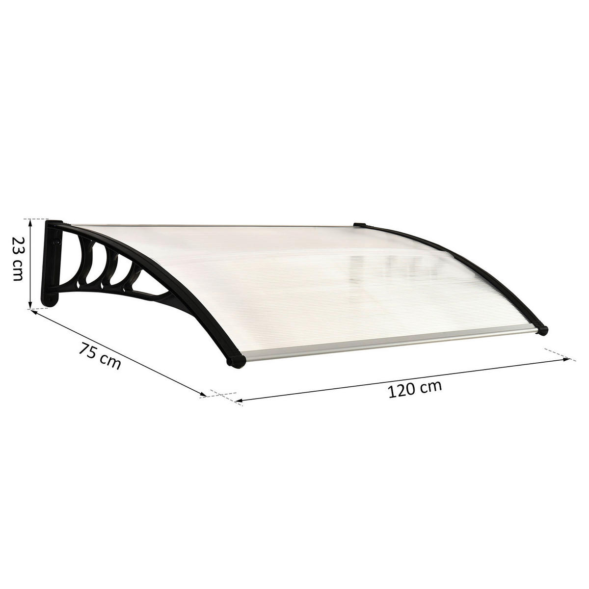Outsunny Haustürvordach transparent B/H/L: ca. 80x23x120 cm ca. 2,5 kg Haustürvordach MHB70-011V02WT - transparent (120,00/80,00/23,00cm) - Outsunny