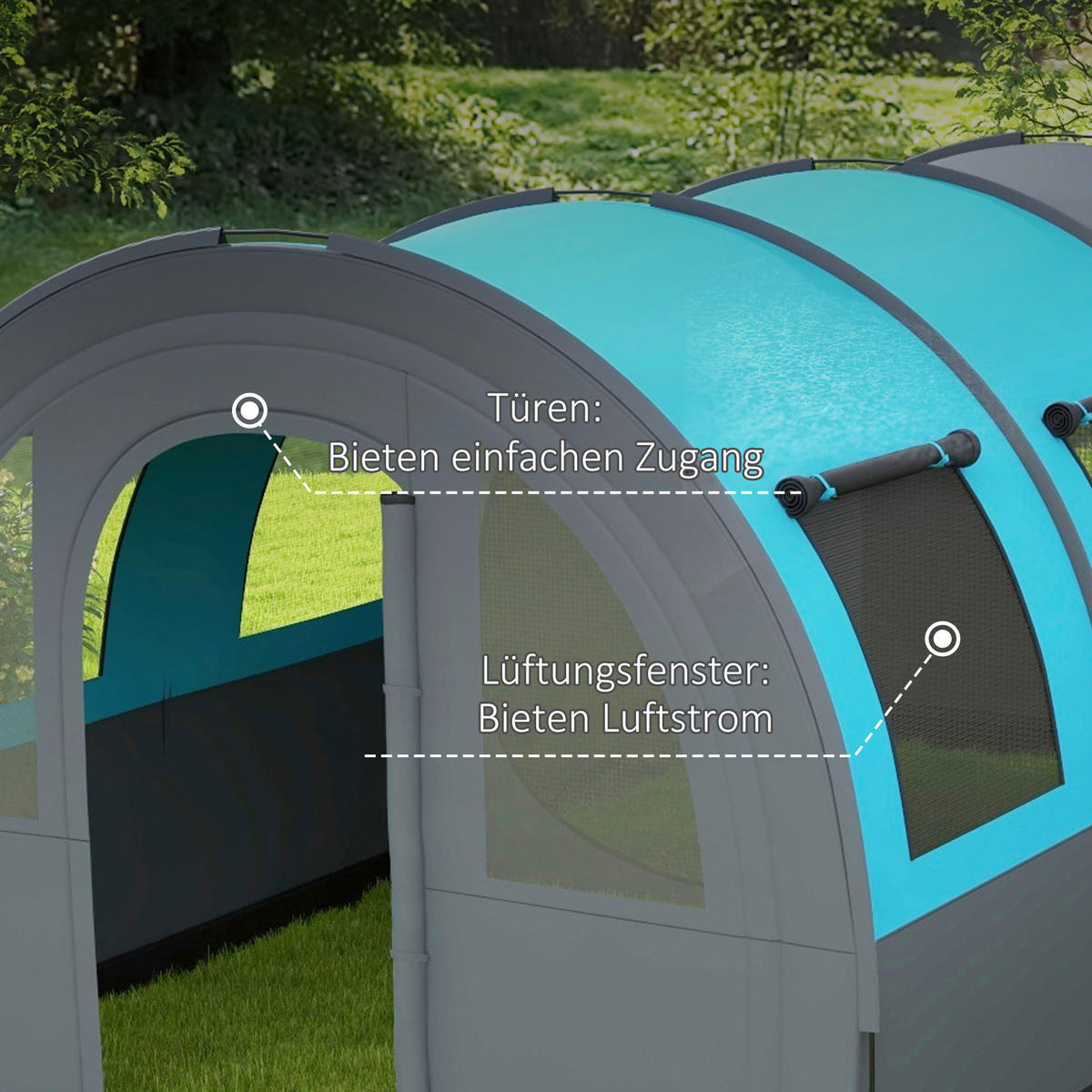 Outsunny Campingzelt B/H/L: ca. 260x200x480 cm Campingzelt - grau (480,00/260,00/200,00cm) - Outsunny