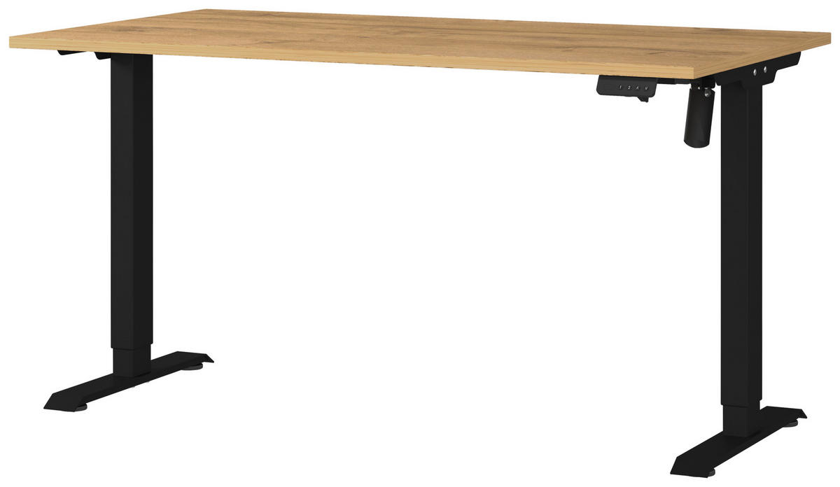 Schreibtisch 8023-582 Eiche Grand-Son Nachbildung schwarz B/H/T: ca. 140x118x80 cm 8023-582 - Eiche/schwarz (140,00/118,00/80,00cm) - Germania