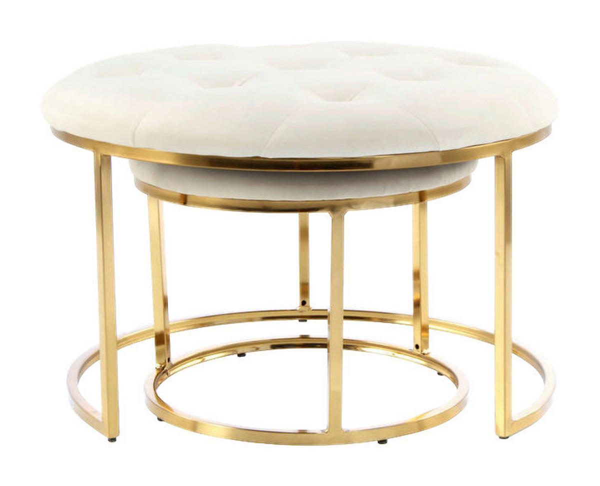 360 Living Hocker Becky 800 2er elfenbein gold Metall Samt H/D: ca. 41x60 cm Becky 800 2er - gold/elfenbein (60,00/41,00cm) - 360 Living