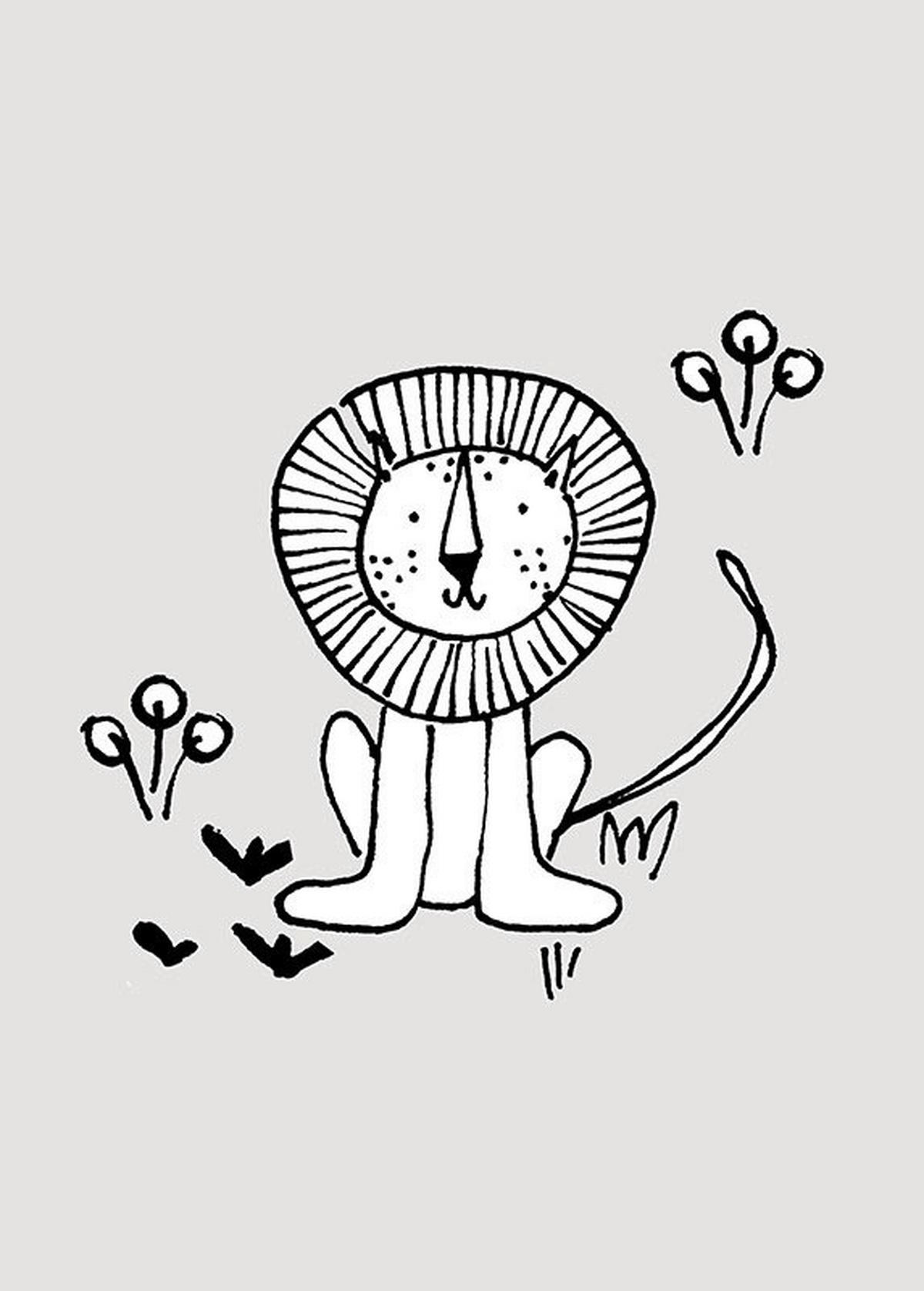 Komar Poster Scribble Lion Löwe B/L: ca. 50x70 cm Scribble Lion - (50,00/70,00cm) - Komar
