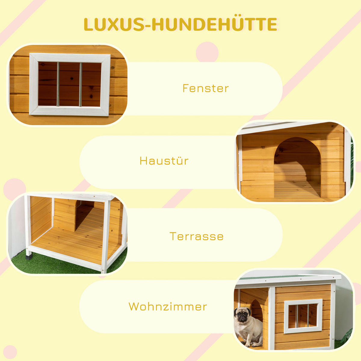 PawHut Hundehütte orange Holz B/H/L: ca. 62x60x85,5 cm Hundehütte - orange (85,50/62,00/60,00cm) - PawHut