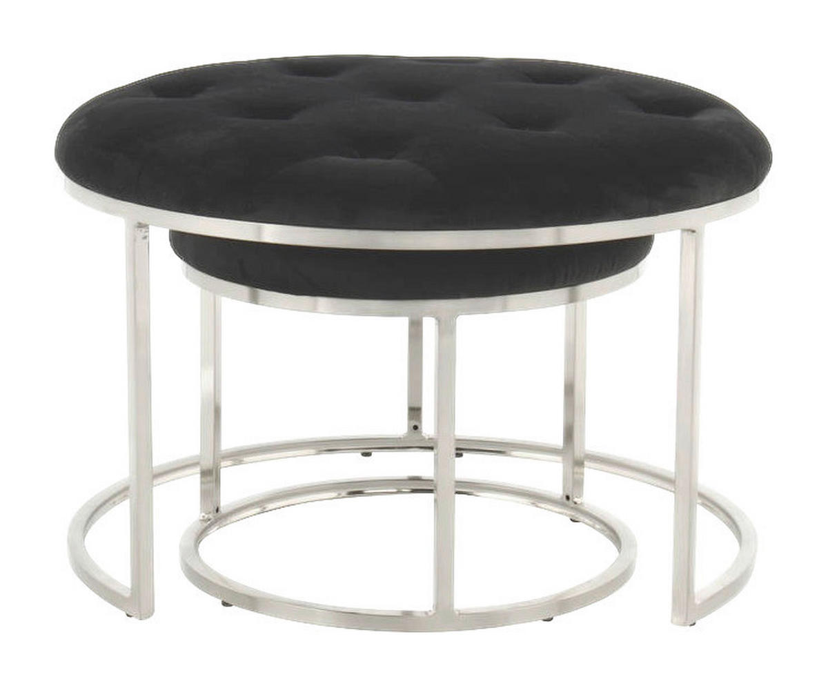 360 Living Hocker Becky 800 2er schwarz silber Samt Metall H/D: ca. 41x60 cm Becky 800 2er - schwarz/silber (60,00/41,00cm) - 360 Living