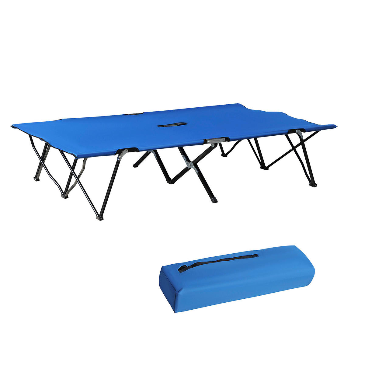 Outsunny Campingartikel B/H/L: ca. 125x193x40 cm Feldbett - blau/schwarz (40,00/125,00/193,00cm) - Outsunny