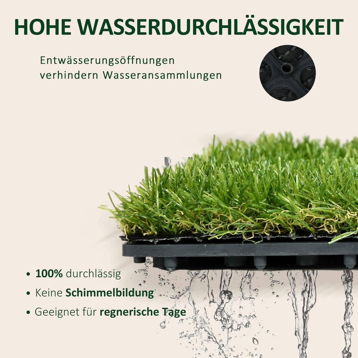 Outsunny Kunstrasen 10er Pack dunkelgrün B/L: ca. 30x4,5 cm pro Stück 10er Pack - dunkelgrün - Outsunny