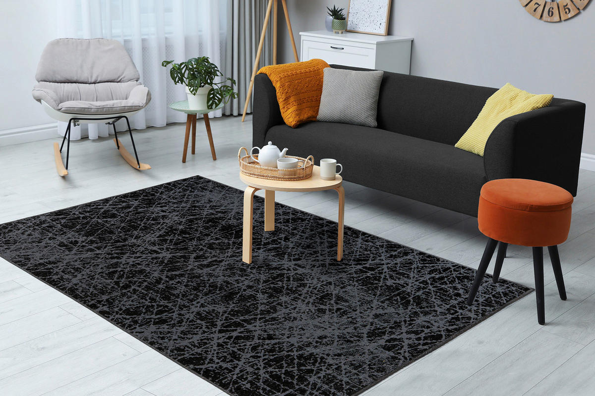 Kayoom Flachflorteppich Kalea 225 grau B/H/L: ca. 80x0,8x150 cm Kalea 225 - grau (150,00/80,00/0,80cm) - Kayoom