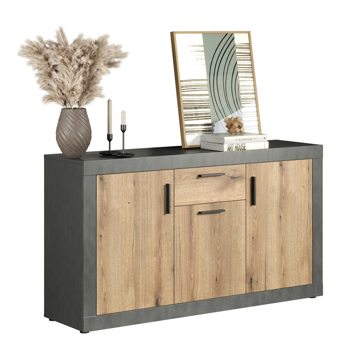 Sideboard Salvada Eiche Evoke Coast Nachbildung anthrazit B/H/T: ca. 149x83x40 cm Salvada - Eiche/anthrazit (149,00/83,00/40,00cm)