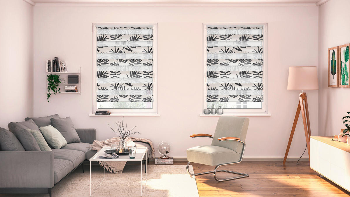 Doppelrollo Watercolor schwarz B/L: ca. 100x150 cm Watercolor - schwarz (100,00/150,00cm) - LICHTBLICK