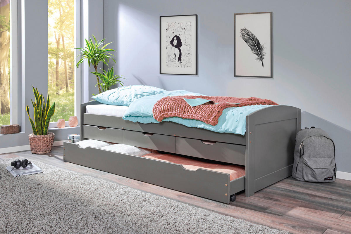 Funktionsbett Lena grau Liegefläche B/L: ca. 90x200 cm Lena - grau (98,00/63,00/205,00cm) - Inter Link