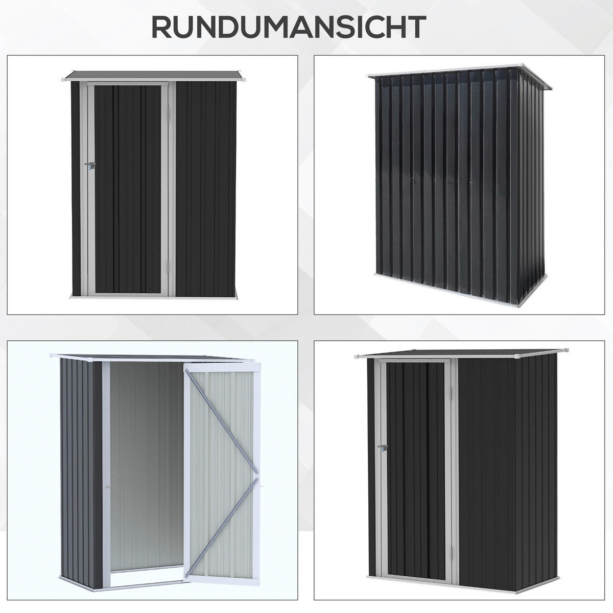 Outsunny Gartenhaus dunkelgrau B/H/L: ca. 84x189x142 cm Gartenhaus - dunkelgrau (142,00/84,00/189,00cm) - Outsunny