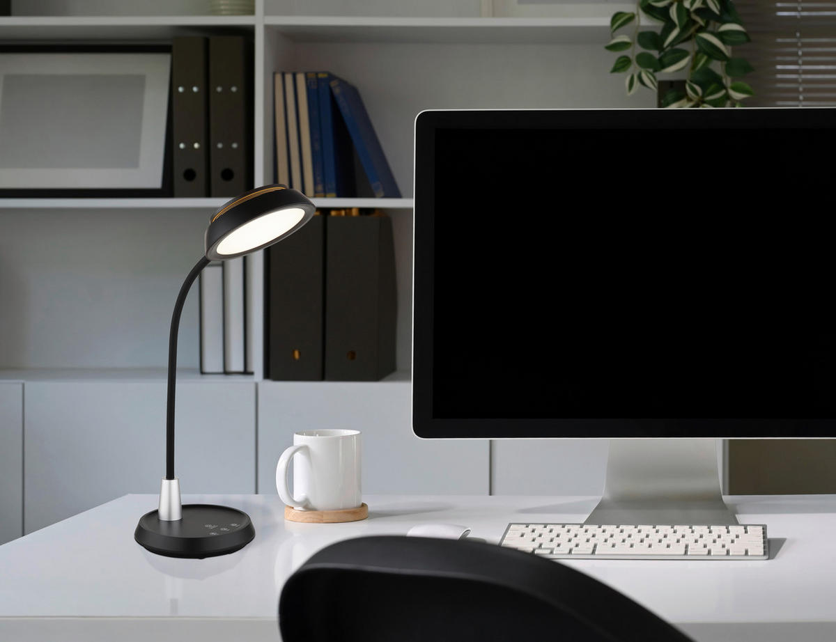 GLOBO Tischleuchte schwarz Opal silber Silikon PVC Kunststoff B/H/L: ca. 17,2x44,8x30,6 cm 1 Brennstellen KIRK - schwarz/Opal (30,60/17,20/44,80cm) - GLOBO