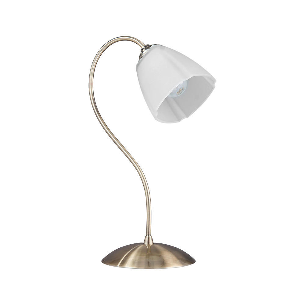 SPOT Light Tischleuchte 7529111 altgold weiß Metall Glas B/H: ca. 28,5x43,5 cm E14 1 Brennstellen Venosa - altgold/weiß (28,50/43,50cm) - SPOT Light