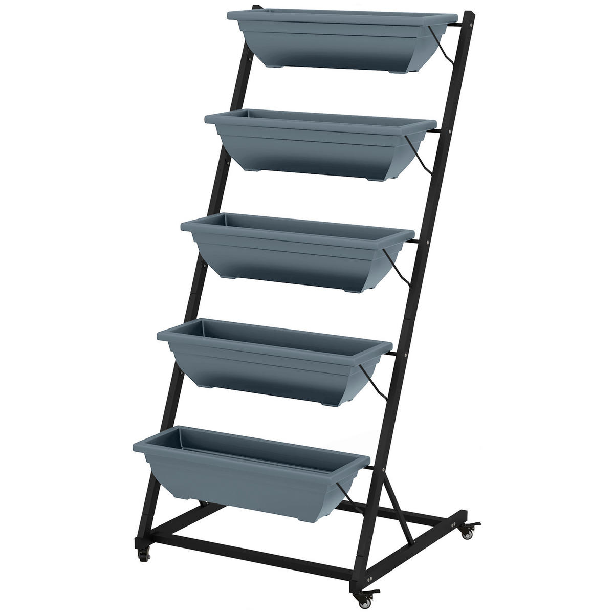 Outsunny Pflanzständer grau Polypropylen B/H/L: ca. 67x65x145 cm Blumenständer - grau (145,00/67,00/65,00cm) - Outsunny