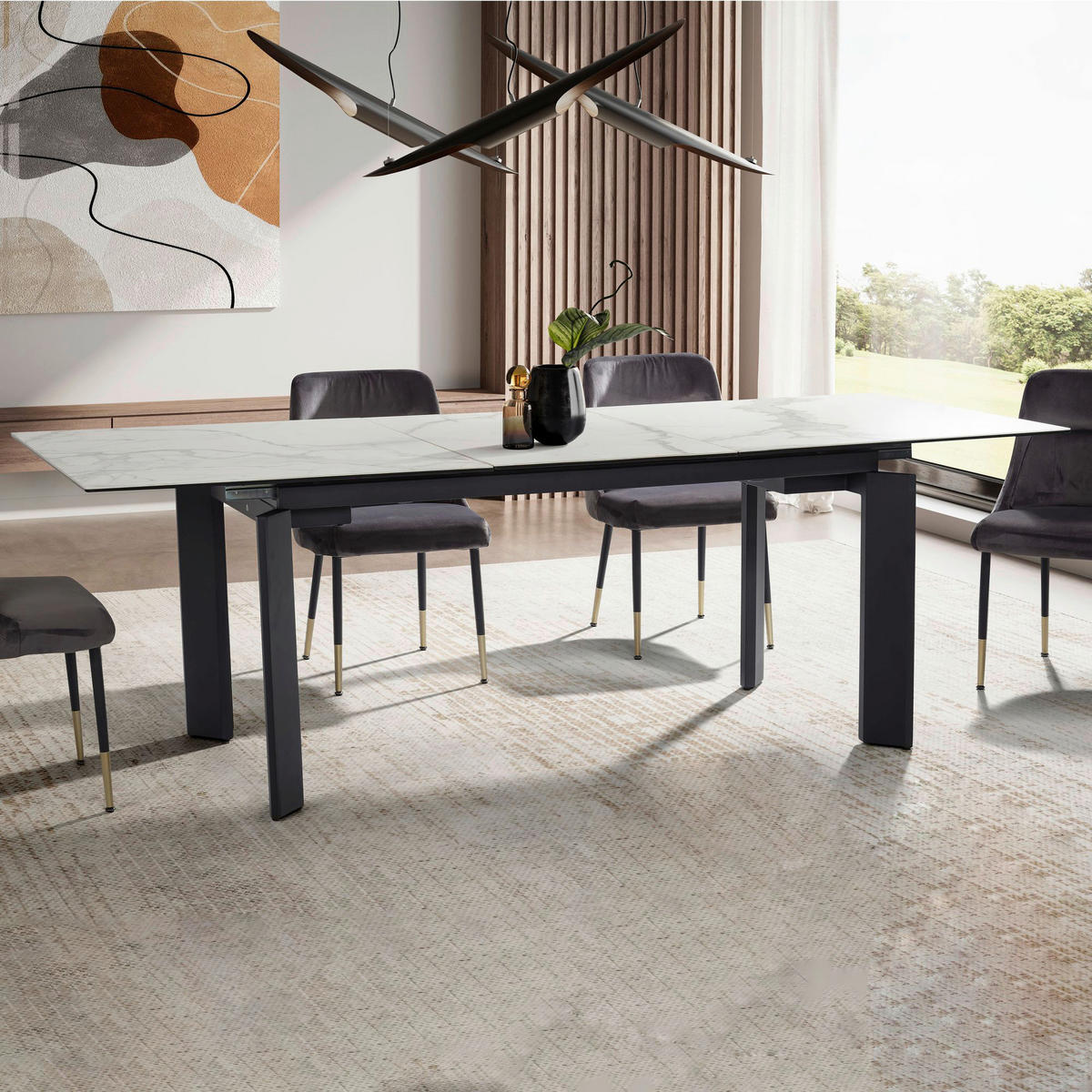 Esstisch weiß Marmor Optik B/H/T: ca. 180x77x95 cm Esstisch - weiß (180,00/77,00/95,00cm) - Wohnling