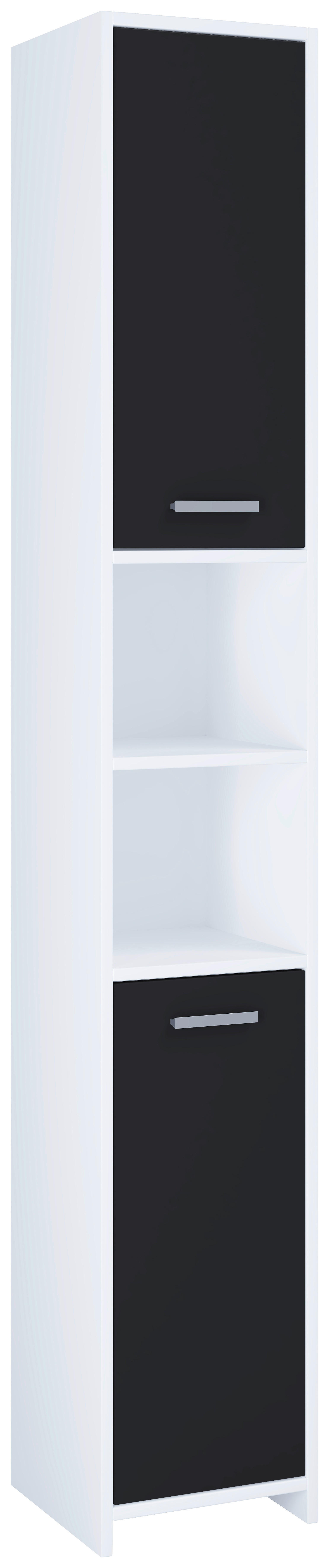 Hochschrank Zalo weiß schwarz B/H/T: ca. 30x180x30 cm Zalo - weiß/schwarz (30,00/180,00/30,00cm) - VCM Möbel