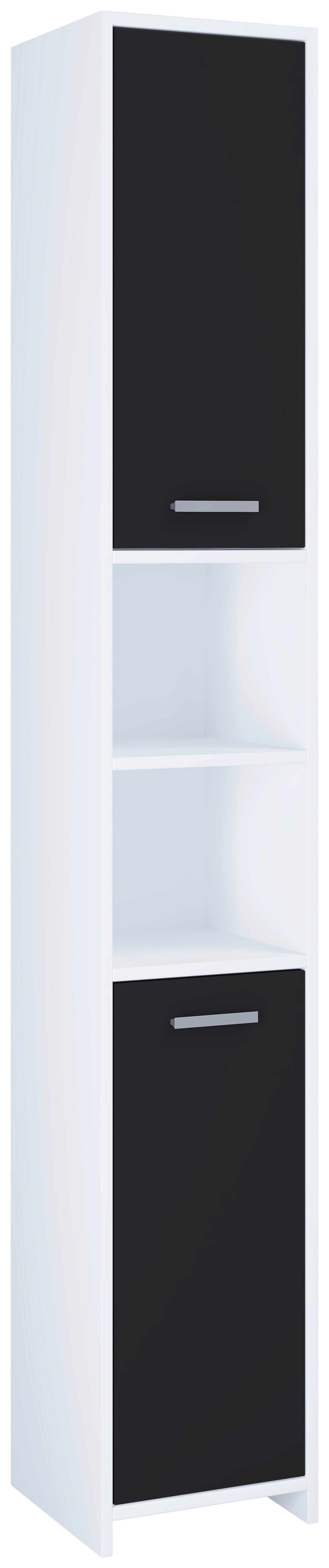 Hochschrank Zalo weiß schwarz B/H/T: ca. 30x180x30 cm Zalo - weiß/schwarz (30,00/180,00/30,00cm) - VCM Möbel