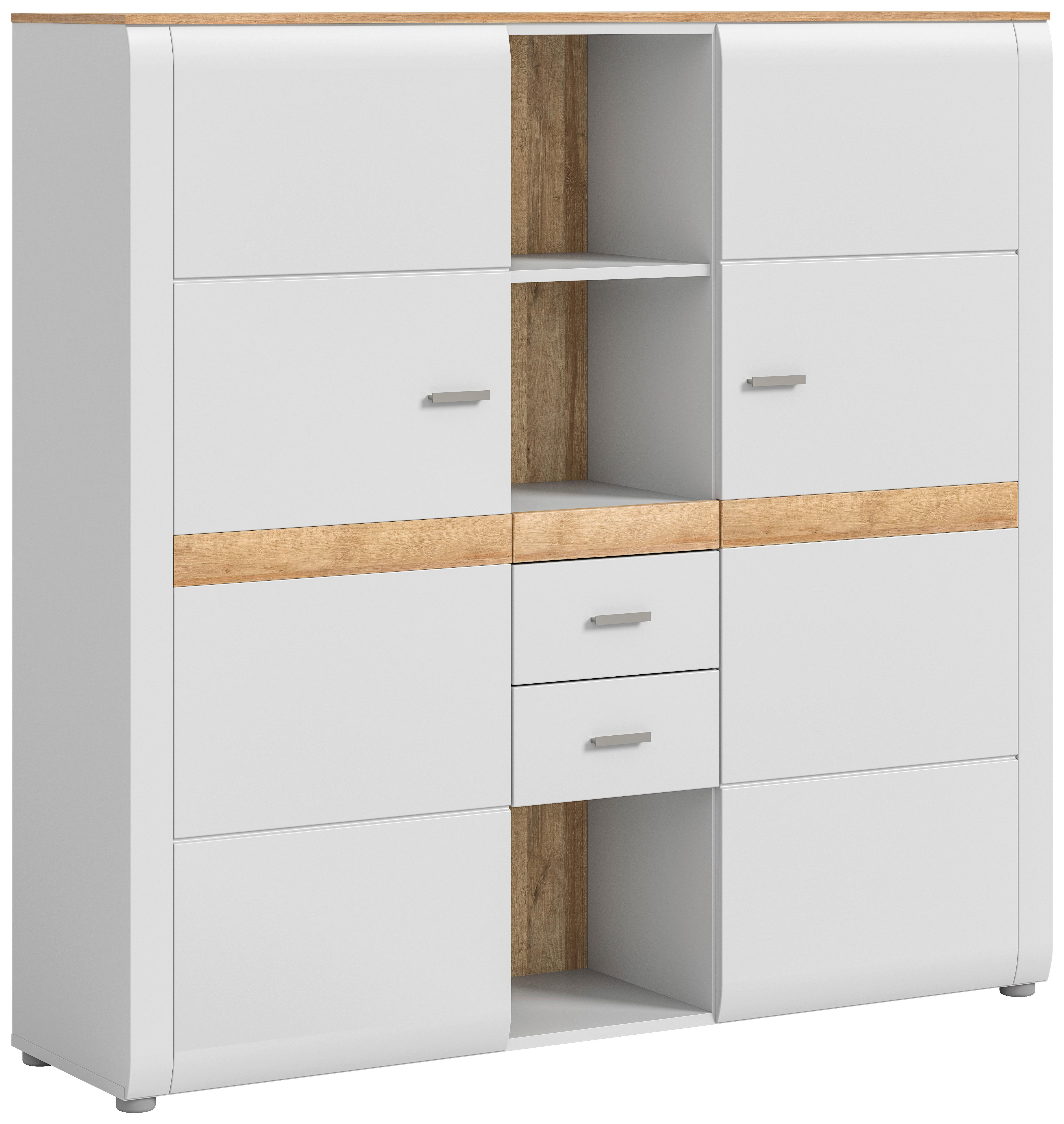 Highboard ASHTON Ashgrey matt Nachbildung Rivera Eiche Nachbildung B/H/T: ca. 141x138x37 cm