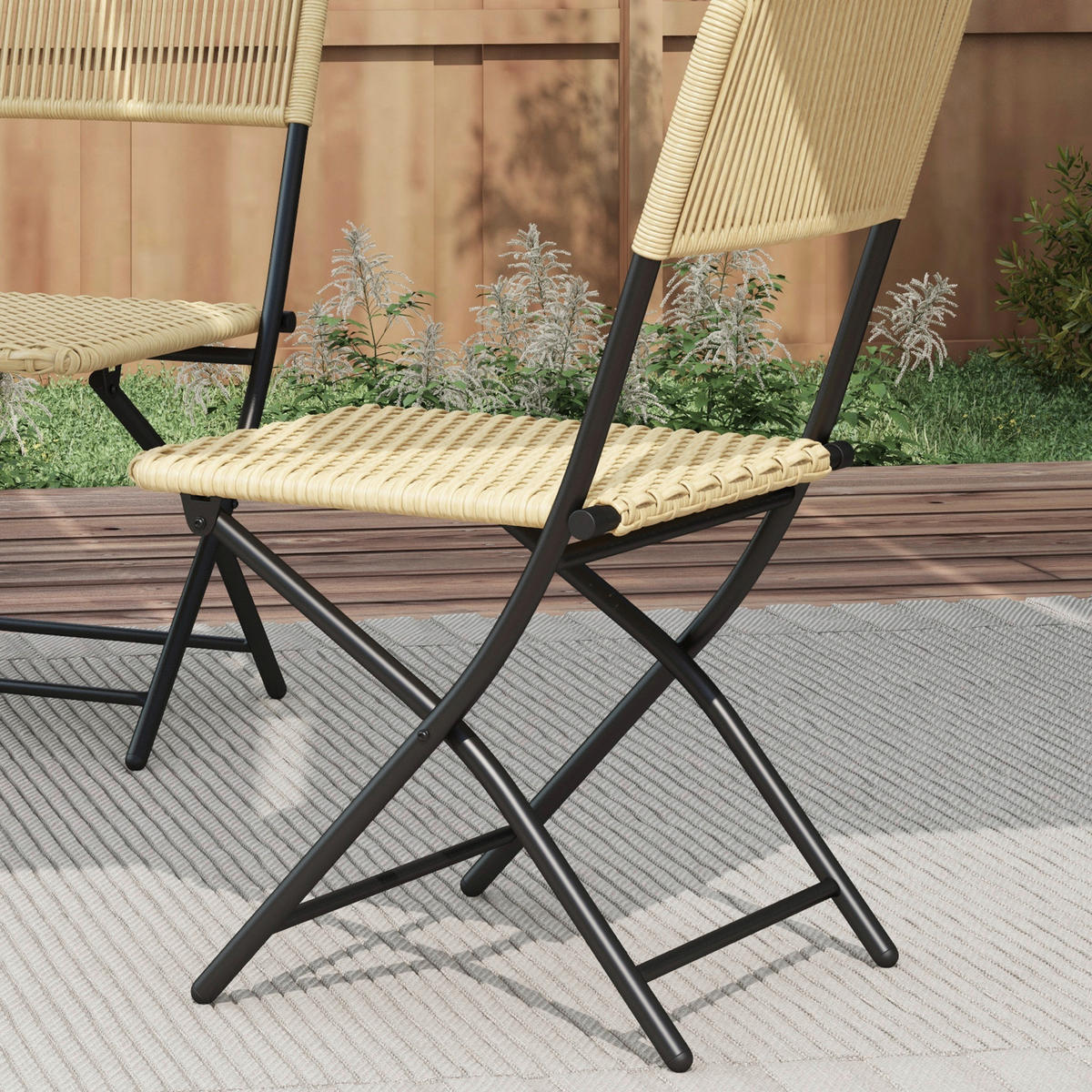 Outsunny Sitzgruppe gelb Polyrattan B/H/L: ca. 60x60x70 cm Bistro-Set - gelb (70,00/60,00/60,00cm) - Outsunny