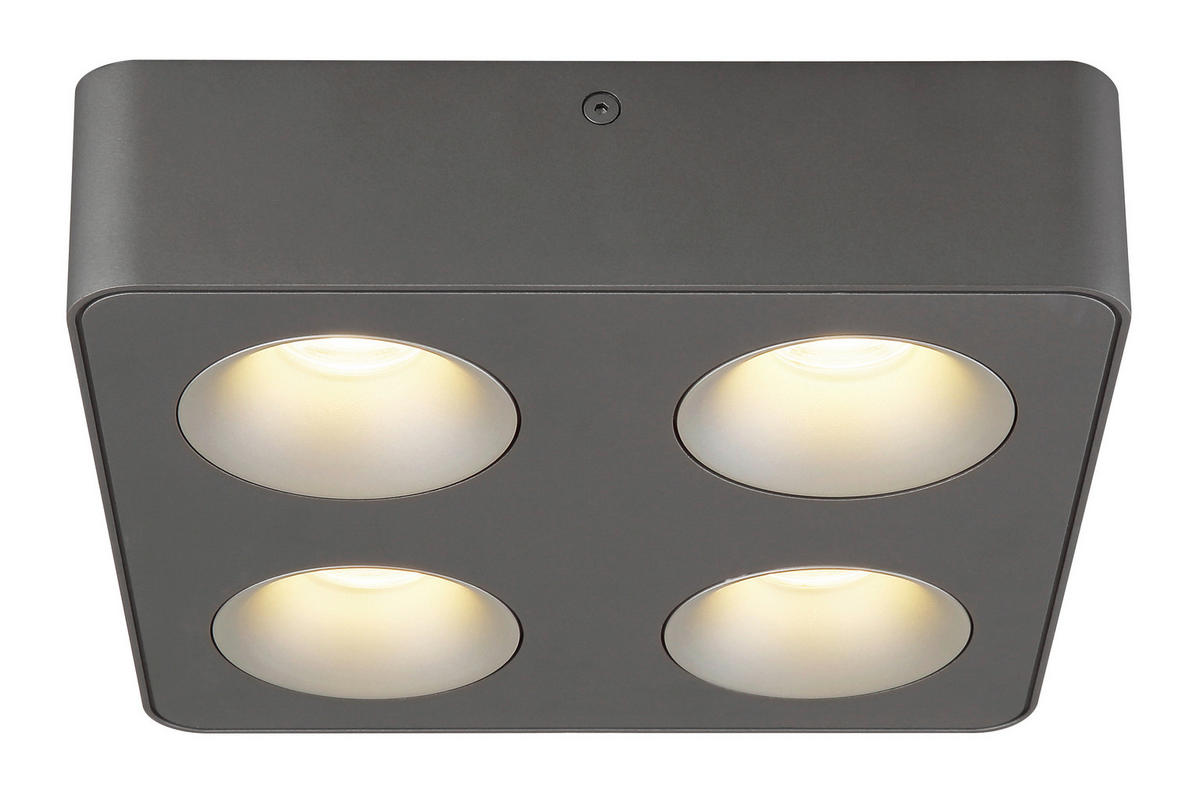 GLOBO LED-Spot dunkelgrau Kunststoff Aluminium B/H/T: ca. 22,4x5,5x22,4 cm 4 Brennstellen HANGARAU - dunkelgrau (22,40/5,50/22,40cm) - GLOBO