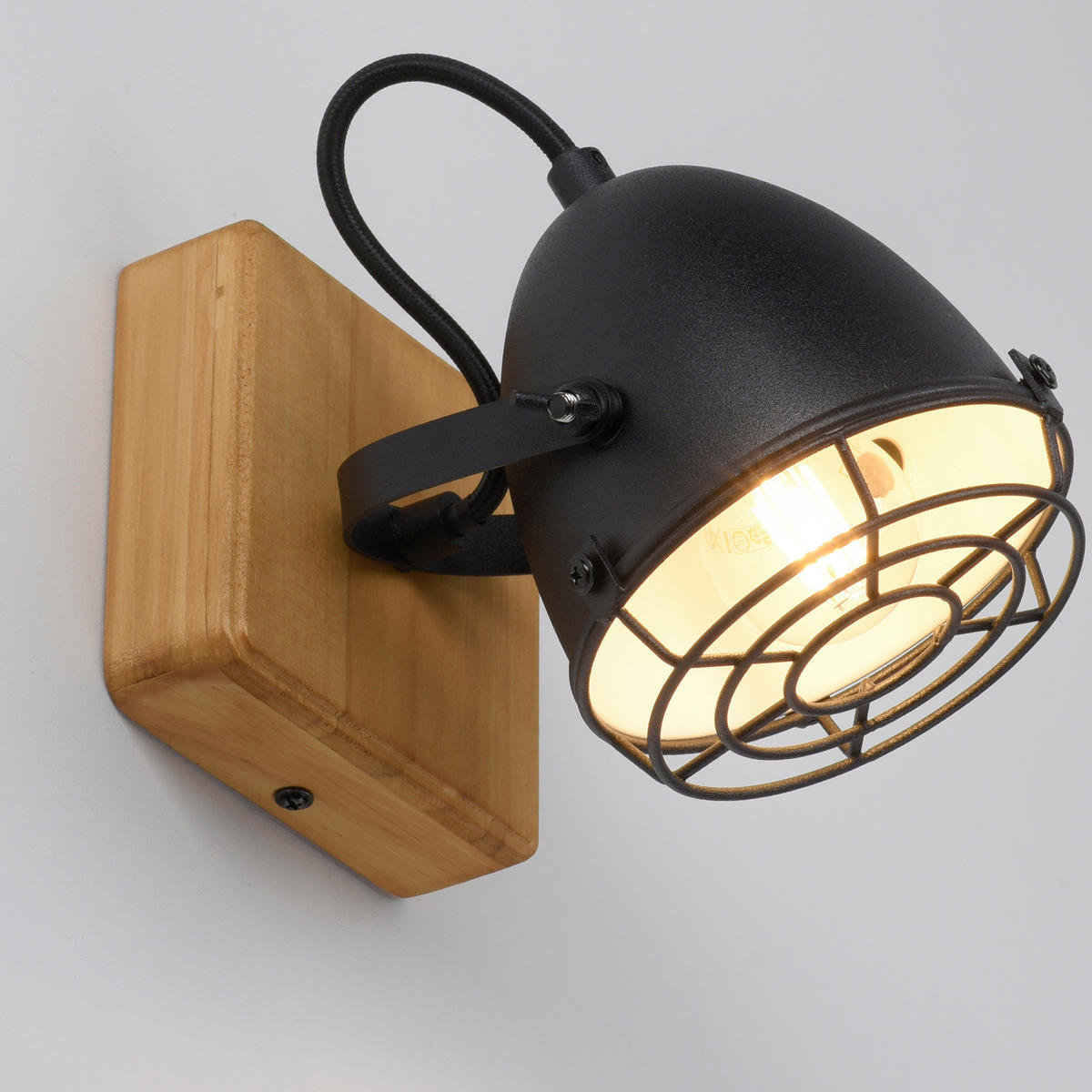 Just Light Spot BEETLE 15171-18 schwarz natur Holz Metall B/H/T: ca. 11,5x20x11,5 cm E14 1 Brennstellen BEETLE - natur/schwarz (11,50/20,00/11,50cm) - Just Light