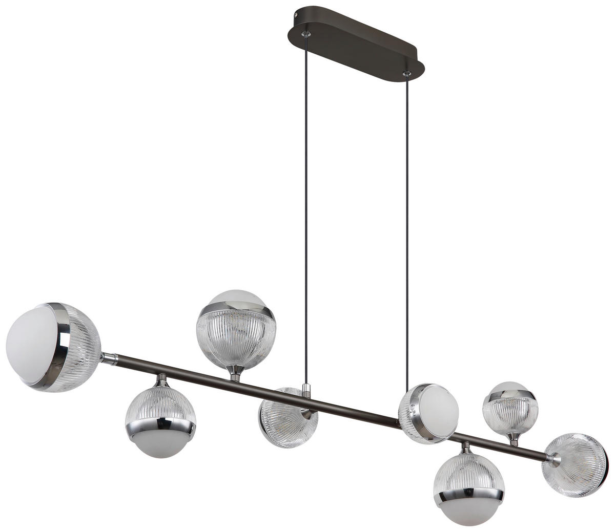 GLOBO LED-Pendelleuchte transparent Chrom titanfarbig Acryl Aluminium Metall B/H/T: ca. 24x120x109 cm UNTSY - titanfarbig/Chrom (24,00/120,00/109,00cm) - GLOBO