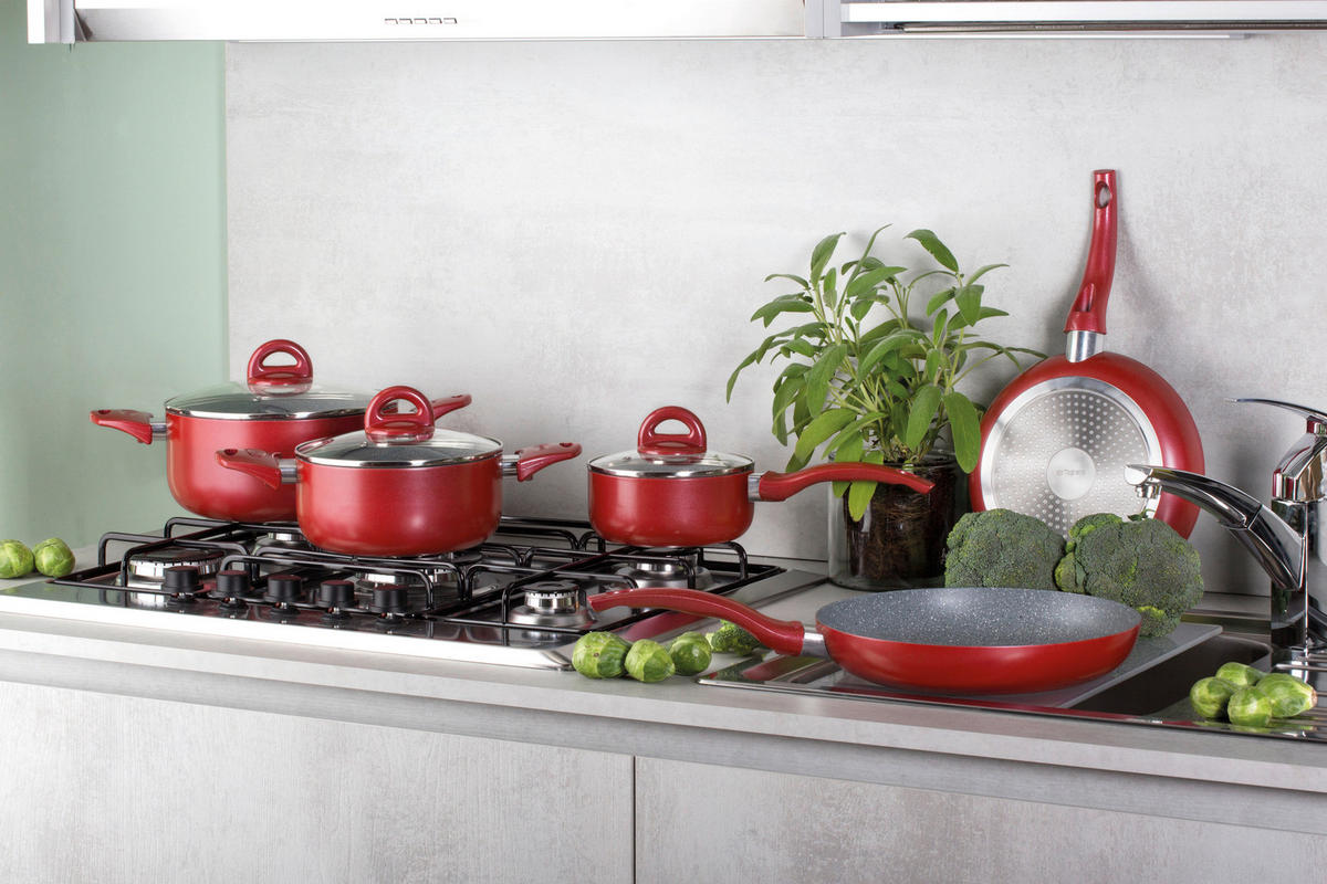 TOGNANA Topfset rot Aluminium 8 tlg. Topfset_Rock_in_Red_8tlg. - rot - TOGNANA