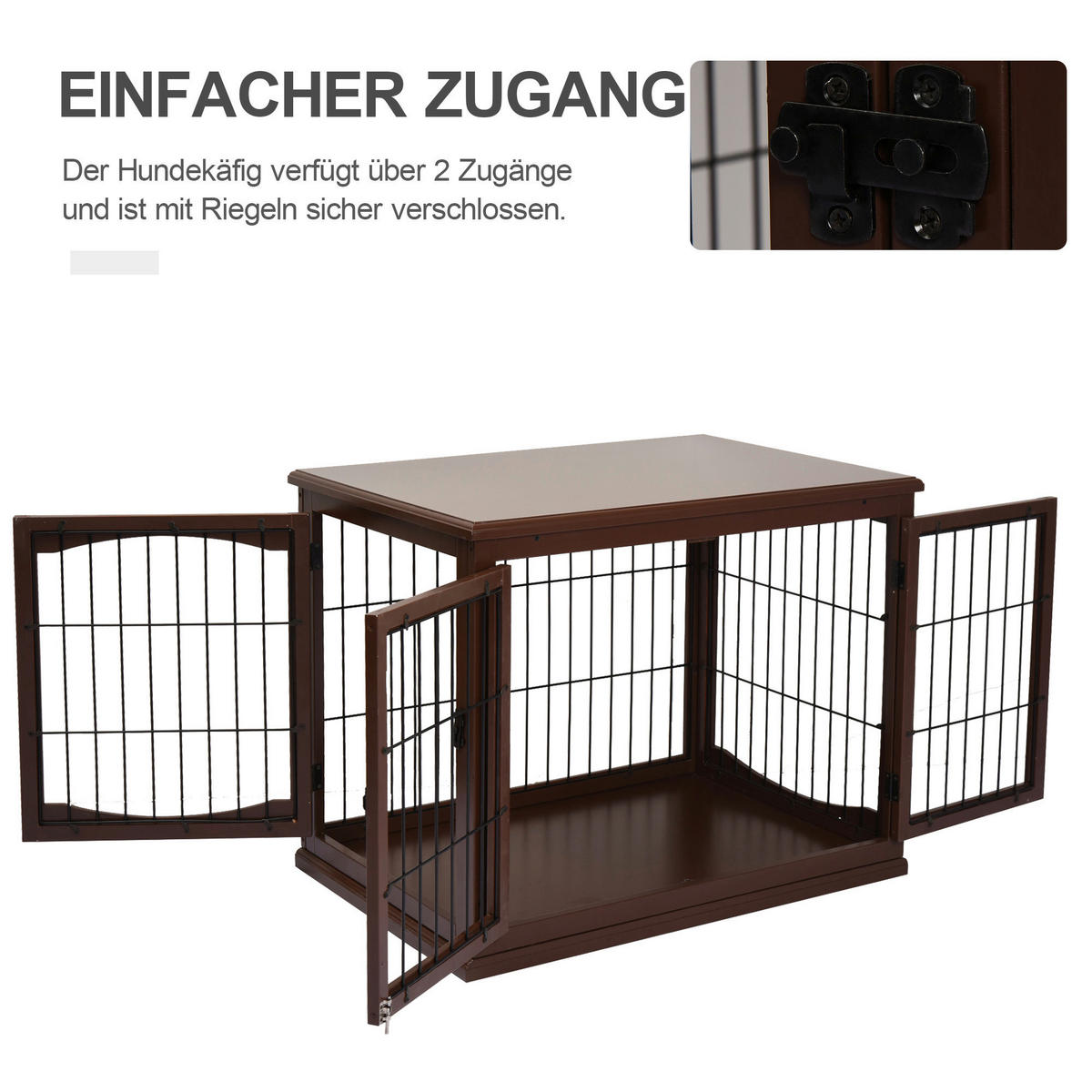 PawHut Hundekäfig braun Metall B/H/L: ca. 81x66x58,5 cm Hundekäfig - braun (58,50/81,00/66,00cm) - PawHut