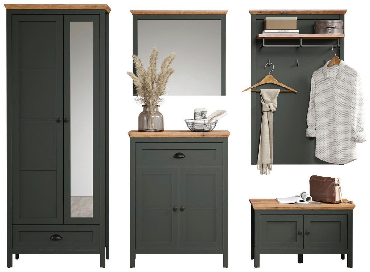 Garderobenschrank Stanton tannengrün Eiche Evoke Coast Nachbildung B/H/T: ca. 77x198x39 cm Stanton - Eiche/tannengrün (77,00/198,00/39,00cm)