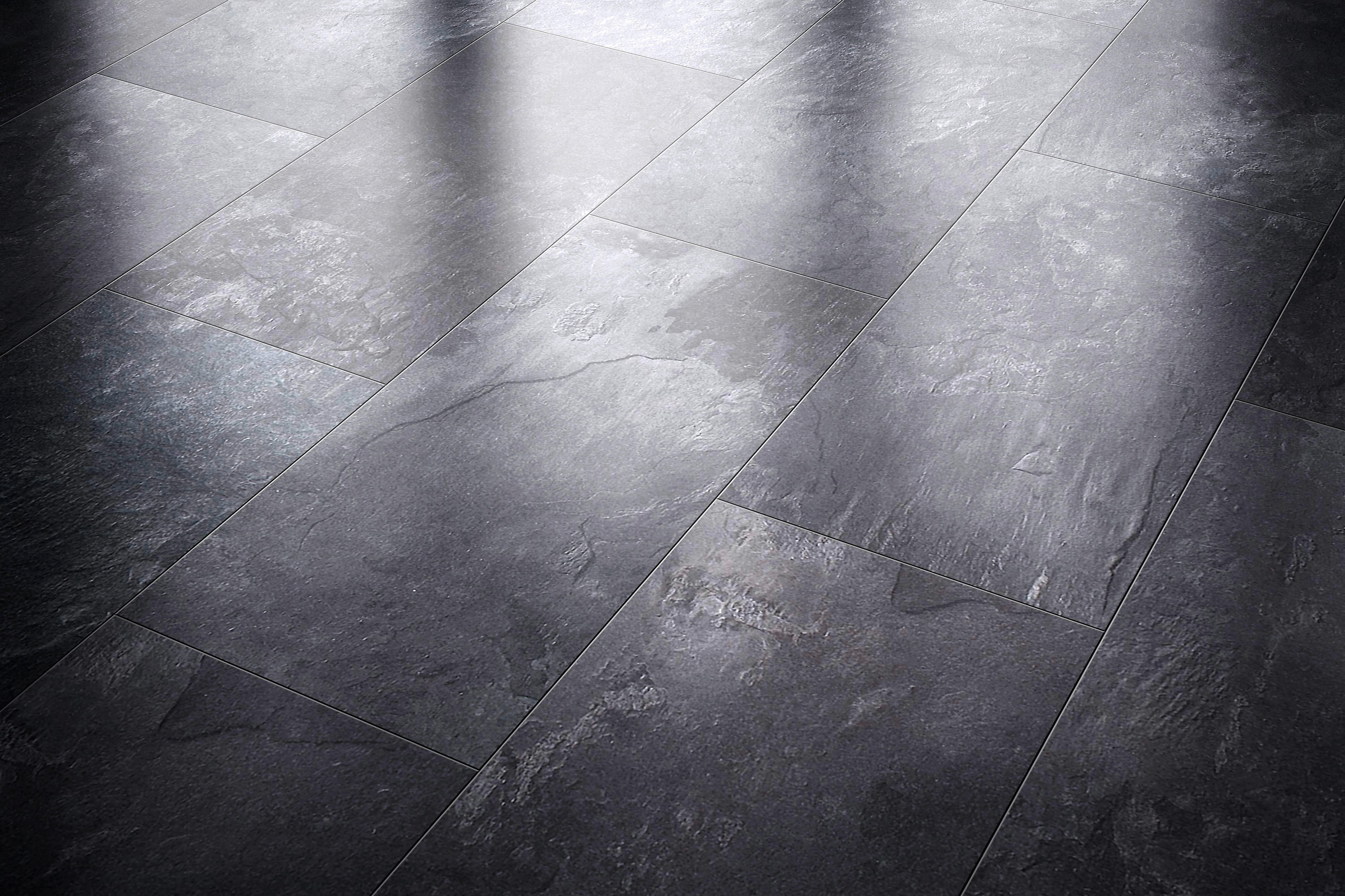 Visiogrande Laminatboden Ölschiefer ca. 2,367 m² im Paket  B/L: ca. 28x60,4 cm pro Paket Ölschiefer ca. 2,367 m² im Paket - Schiefergrau (28,00/60,40cm) - Visiogrande