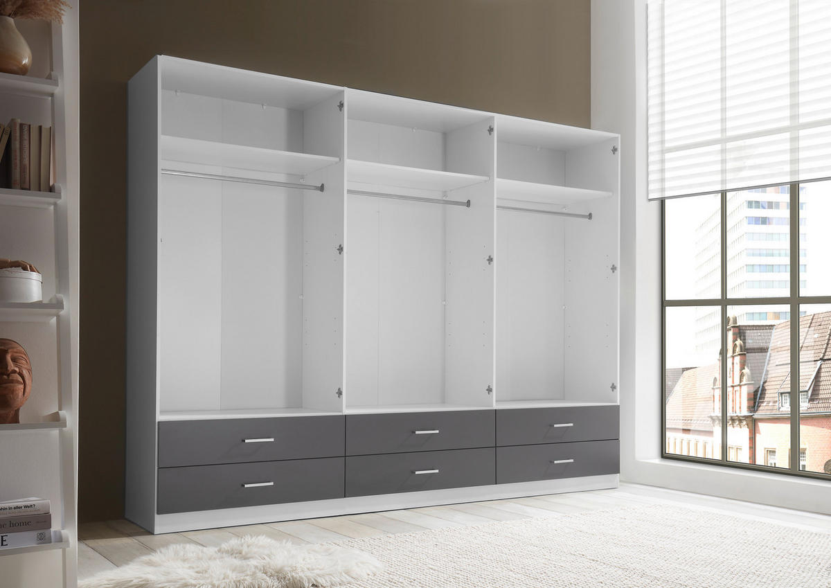 Kleiderschrank Janne weiß Graphit B/H/T: ca. 272x211x55 cm Janne - weiß/Graphit (272,00/211,00/55,00cm)