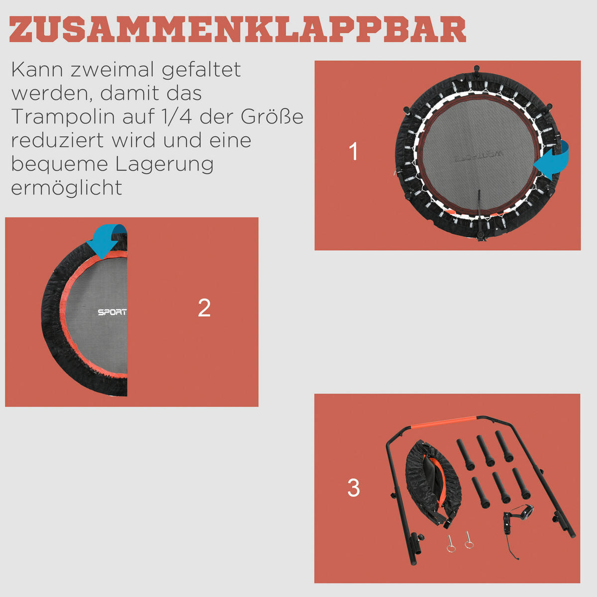 SPORTNOW Trampolin rot Nylon B/H/L: ca. 102x123x102 cm Trampolin - rot/schwarz (102,00/102,00/123,00cm) - SPORTNOW