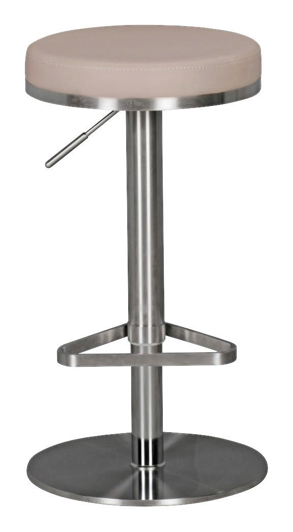 Barhocker beige Edelstahl Kunstleder Edelstahl Edelstahl Barhocker - beige/Edelstahl - Wohnling