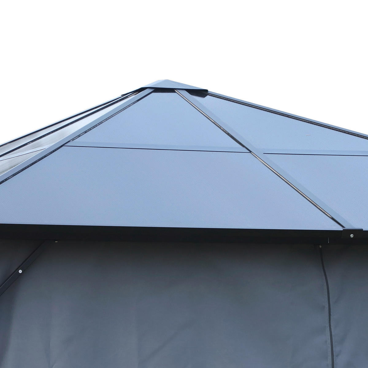 Outsunny Pavillon schwarz Alu B/H/L: ca. 400x265x300 cm Gartenpavillon - braun/schwarz (300,00/400,00/265,00cm) - Outsunny
