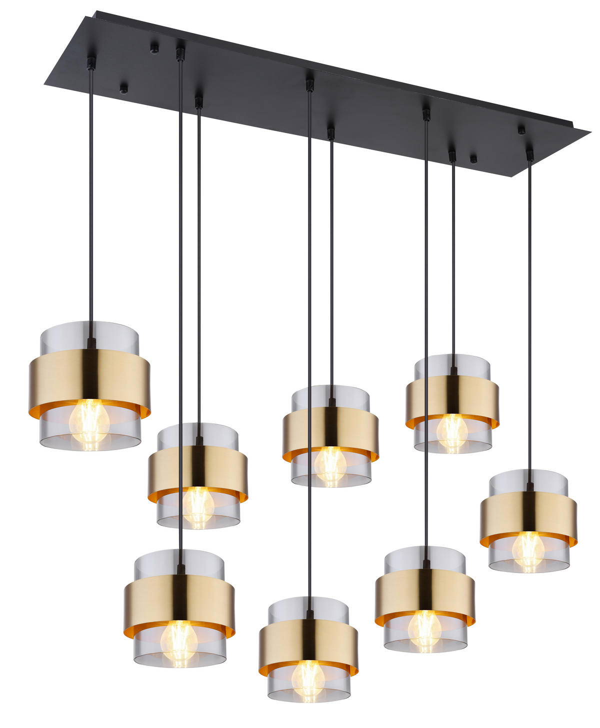 GLOBO Pendelleuchte  MILLEY 15560-8H schwarz messing Metall Glas B/H/L: ca. 31,5x120x103 cm 8.0 Brennstellen MILLEY - messing/schwarz (103,00/31,50/120,00cm) - GLOBO