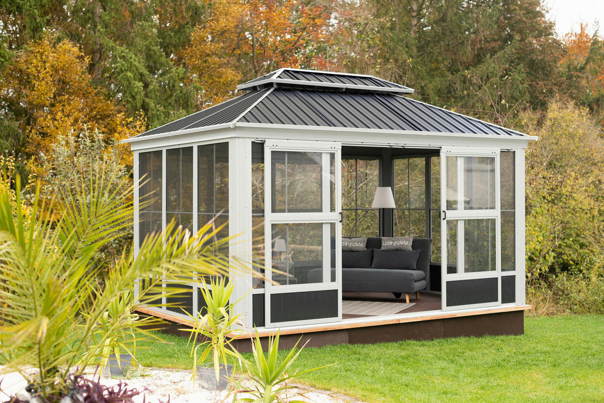 Sojag Pavillon Olan anthrazit Aluminium B/H/L: ca. 311x291x4355 cm Olan - anthrazit (4355,00/311,00/291,00cm) - Sojag