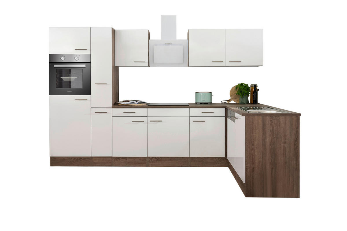 Respekta Winkelküche KBL310EYWS weiß B/H/T: ca. 310x205x172 cm KBL310EYWS - Eiche/weiß (310,00/205,00/172,00cm) - Respekta
