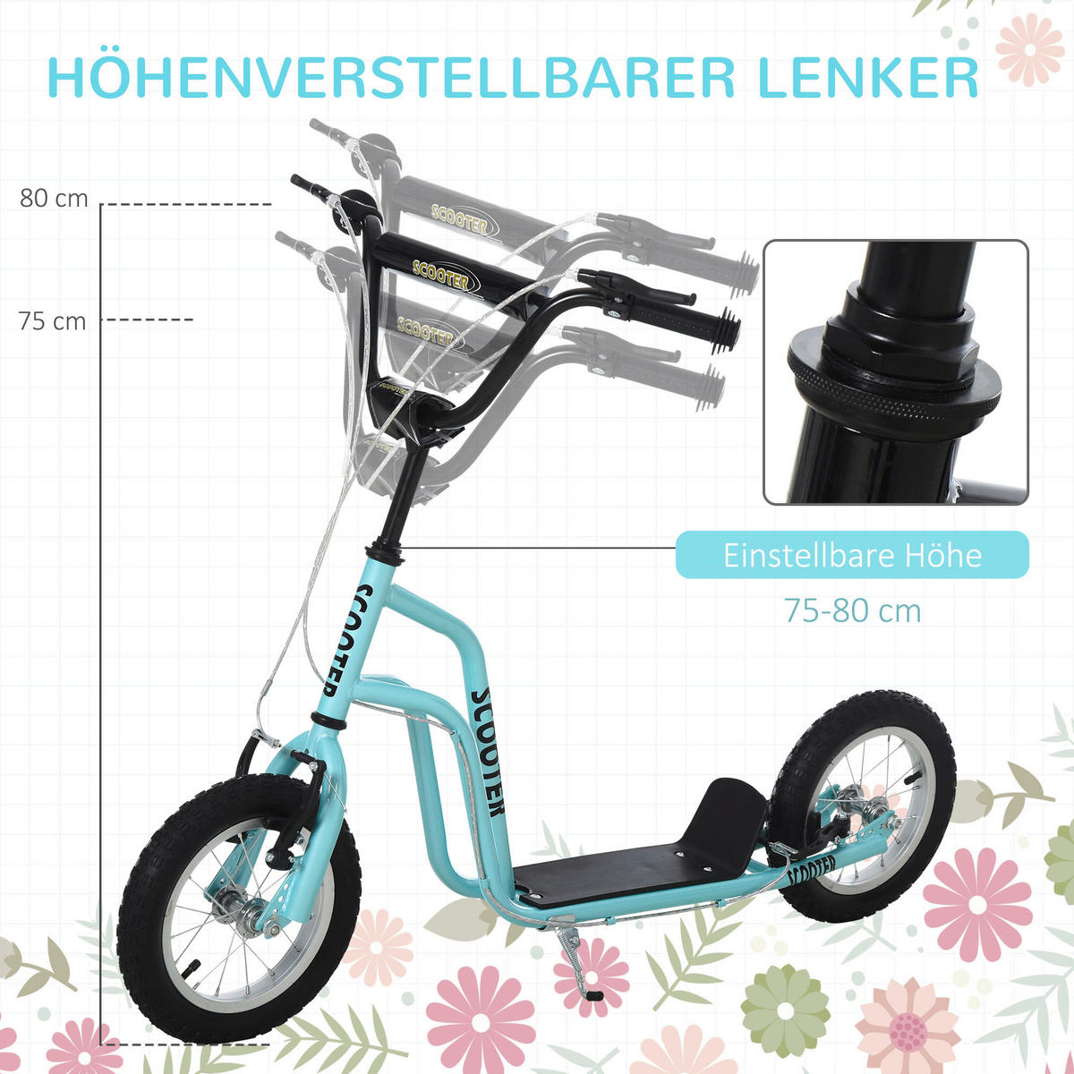 HOMCOM Kinderroller blau Kinderroller - blau (120,00/58,00/80,00cm) - HOMCOM