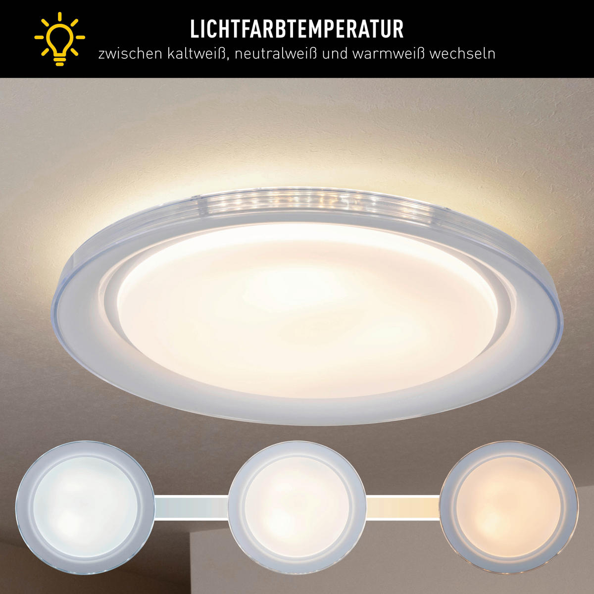Näve Leuchten LED-Deckenleuchte weiß Metall Kunststoff B/H/T/D: ca. 50,5x7,5x50,5x50,5 cm CLAIRE - weiß (50,50/7,50/50,50cm) - Näve Leuchten