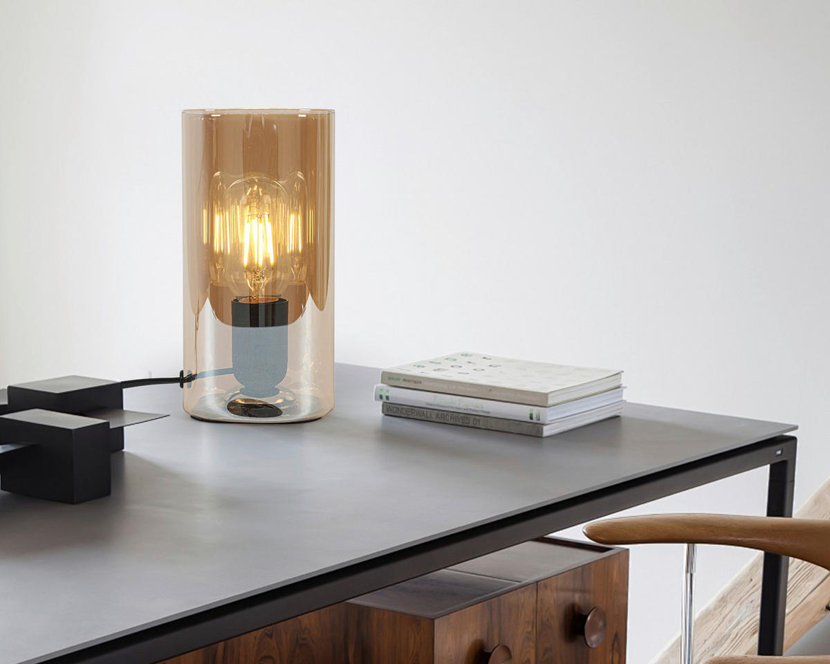 Nolo Tischleuchte Paige amber Glas B/H/L: ca. 9,5x20x9,5 cm E27 1 Brennstellen Paige - amber (9,50/9,50/20,00cm) - Nolo