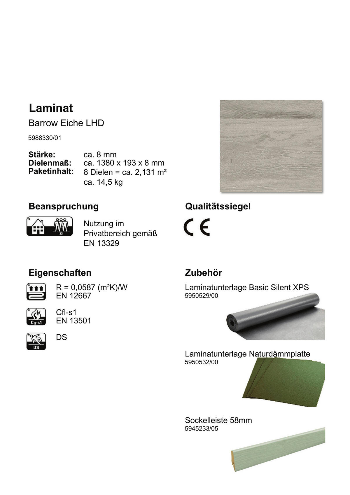 Laminatboden Barrow ca. 2,131 m² im Paket Barrow ca. 2,131 m² im Paket - (19,30/138,00cm)
