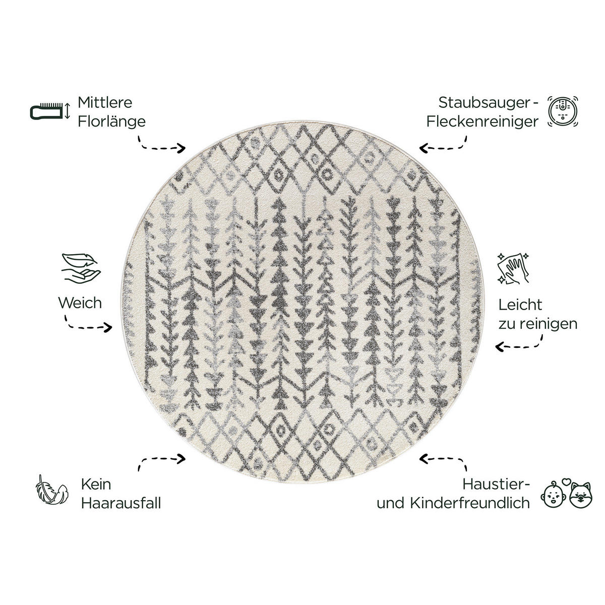 Sanat Teppich creme B/L: ca. 200x200 cm Teppich_Boho_8204_200x200 - creme (200,00/200,00cm) - Sanat