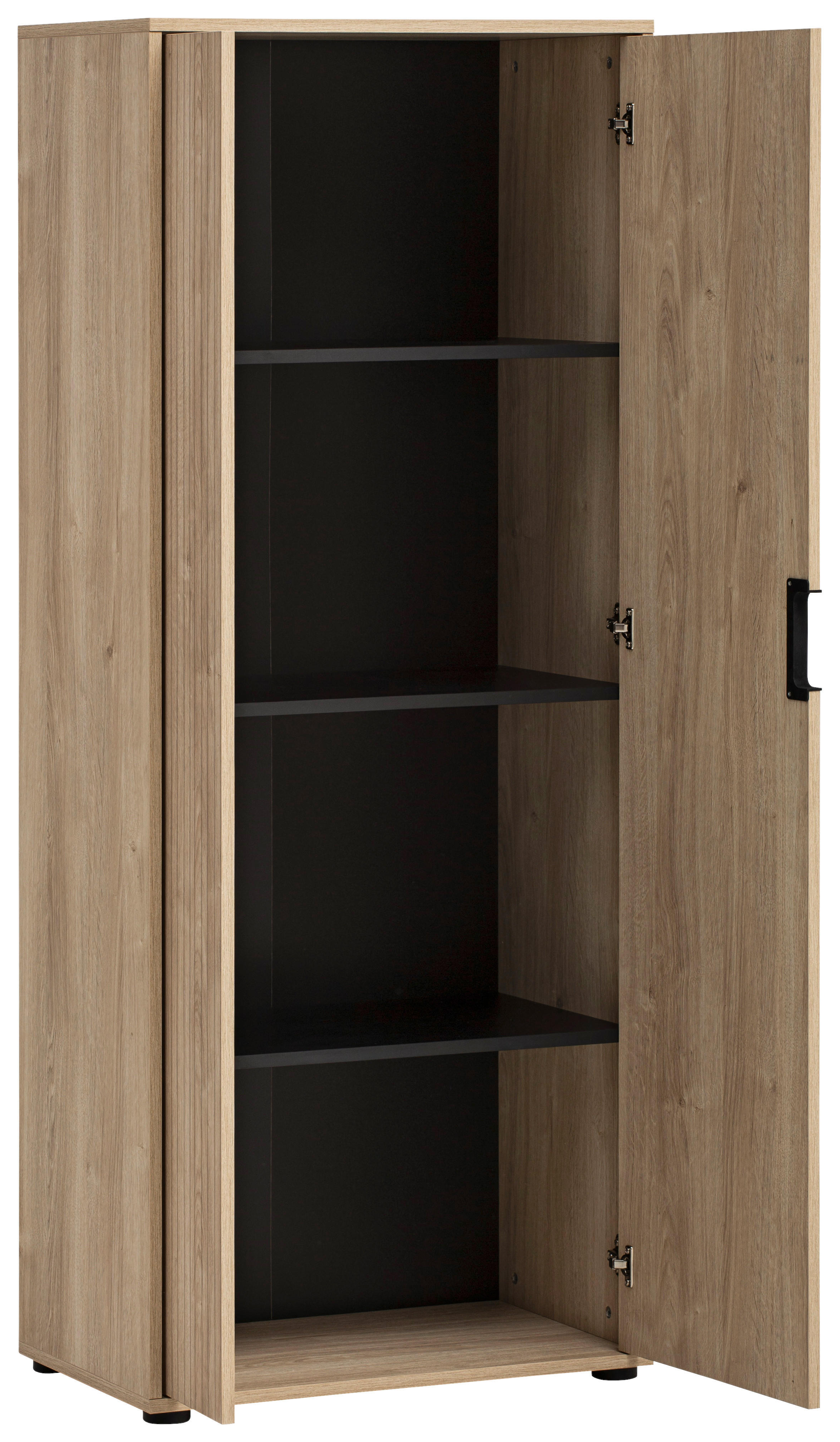 Aktenschrank Emmik schwarz matt Eiche Eiche weiß Nachbildung B/H/T: ca. 65,1x163,6x41 cm Emmik - Eiche/schwarz (65,10/163,60/41,00cm) - Möbelpartner