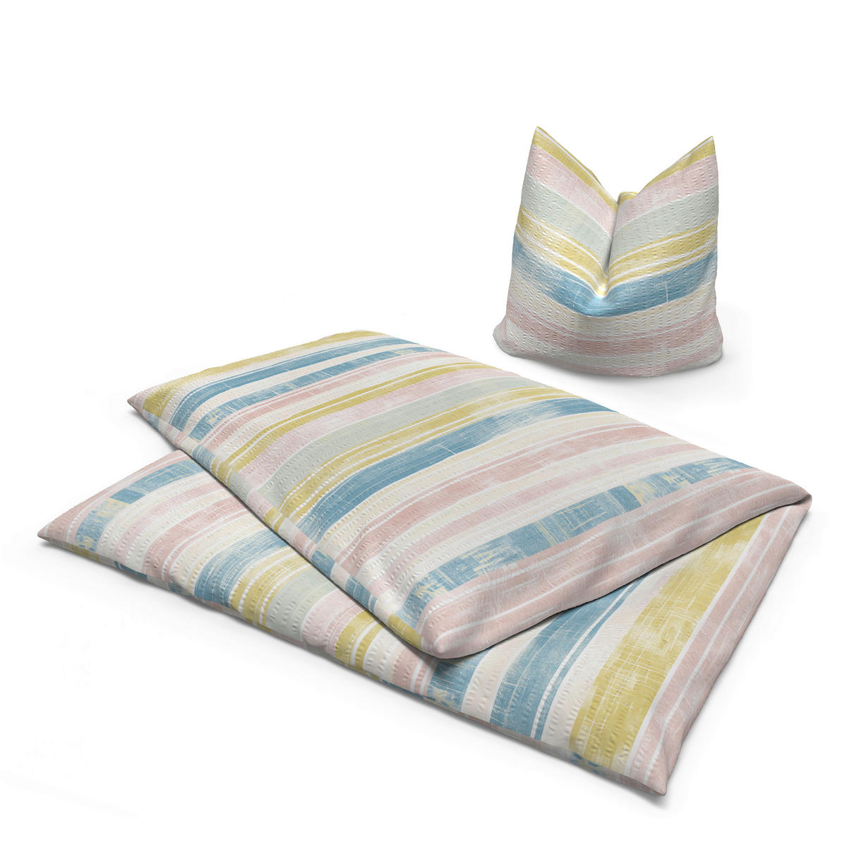 Baumwoll Bettwäsche Seersucker Bettwäsche_Seersucker Streifen bunt - Multi (135,00/200,00cm) - CASTELL