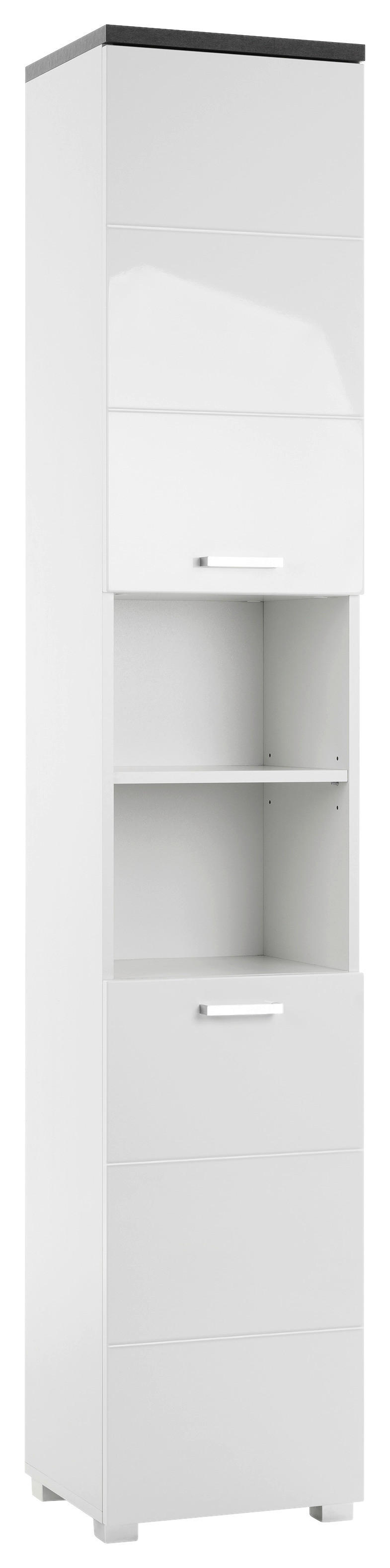 Badhochschrank Praya Dark Concret Nachbildung weiß Hochglanz B/H/T: ca. 36x190x32 cm Praya - weiß (36,00/190,00/32,00cm)