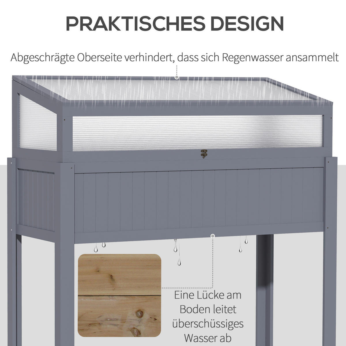 Outsunny Hochbeet grau Holz B/H/L: ca. 54x122x120 cm Hochbeet - grau (120,00/54,00/122,00cm) - Outsunny